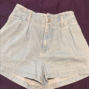 High Waist Light Blue Denim Shorts